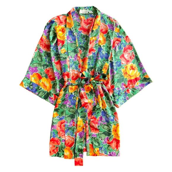 Victoria's Secret Other - Vintage Victoria's Secret Floral Print Satin Robe